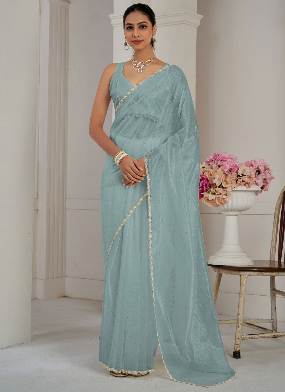 Classic Cutdana Net, Organza Saree - S10577