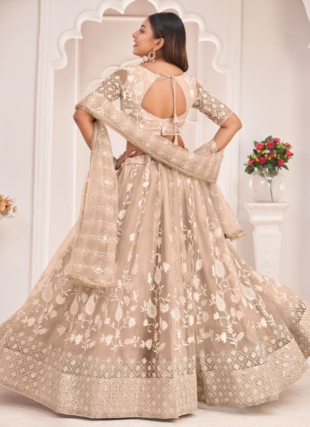 Embroidered Net A - Line Lehenga - L0704