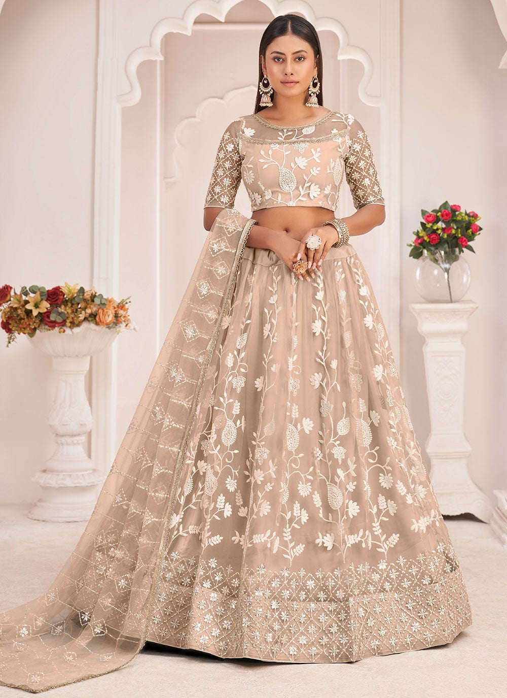 Embroidered Net A - Line Lehenga - L0704