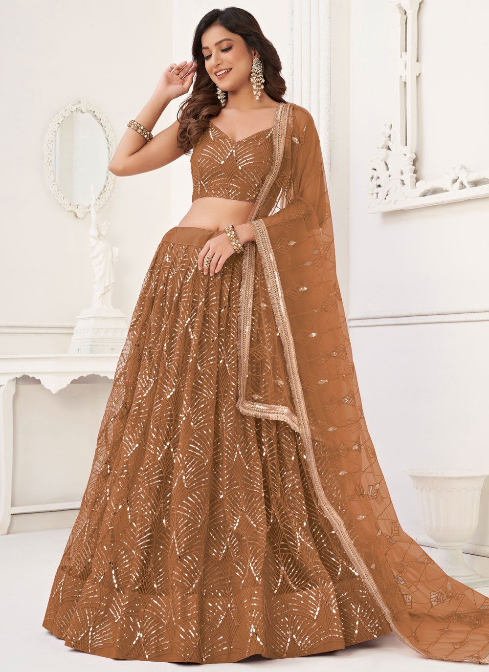 Embroidered Net A - Line Lehenga - L3011