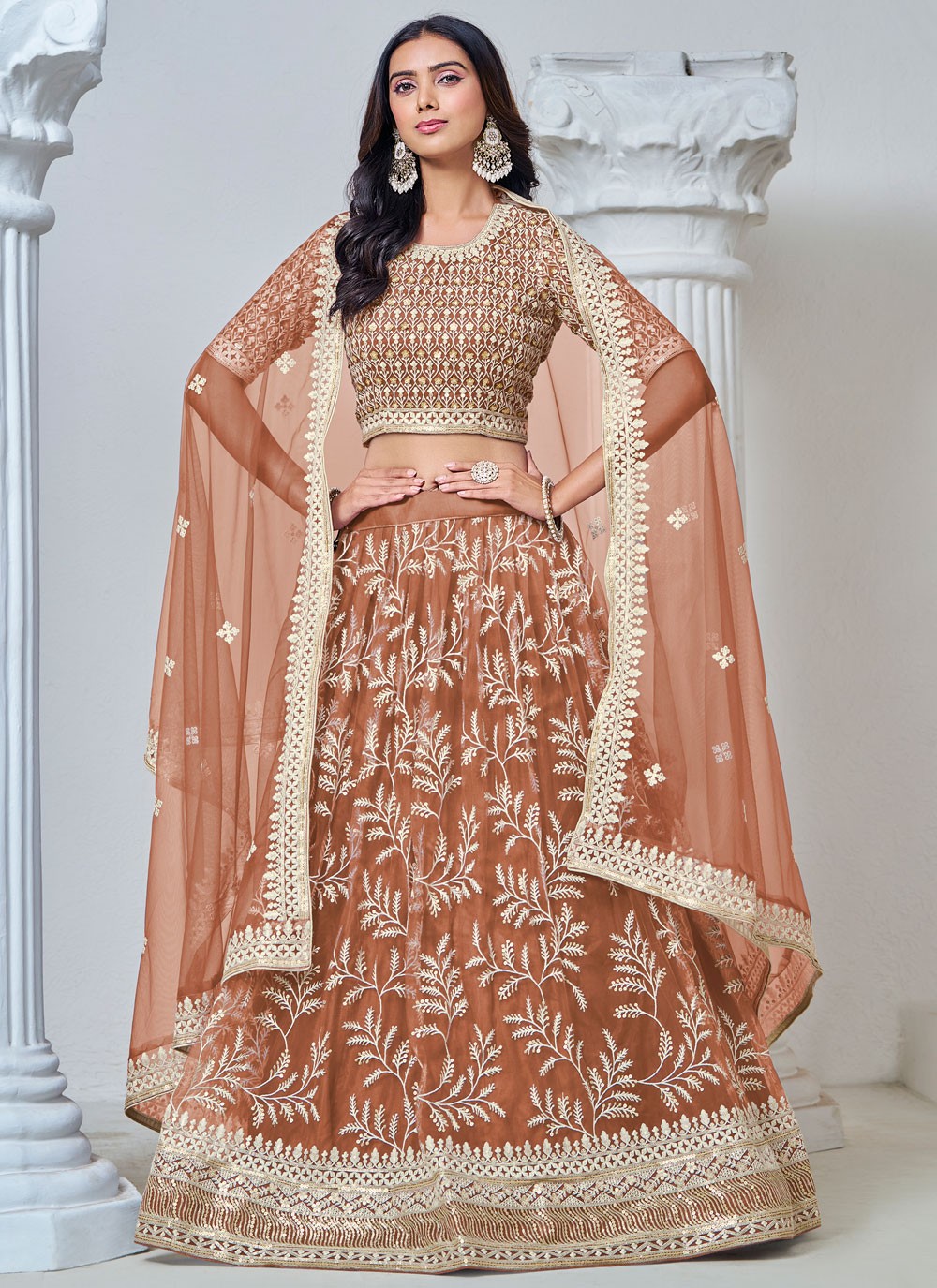 Embroidered Net Lehenga - L3031