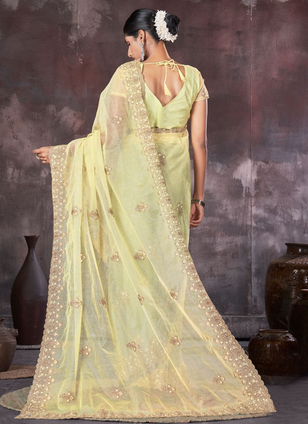 Classic Border Work Net, Organza Saree - S7557