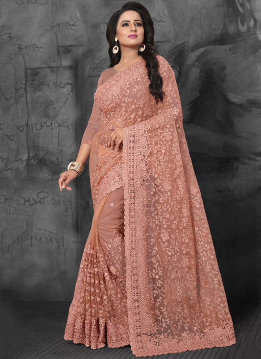 Classic Embroidered Net Saree - S0078