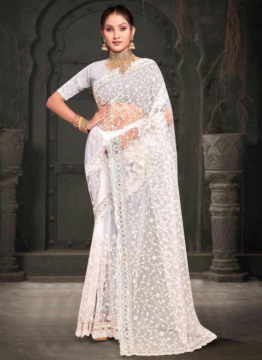 Classic Embroidered Net Saree - S7952