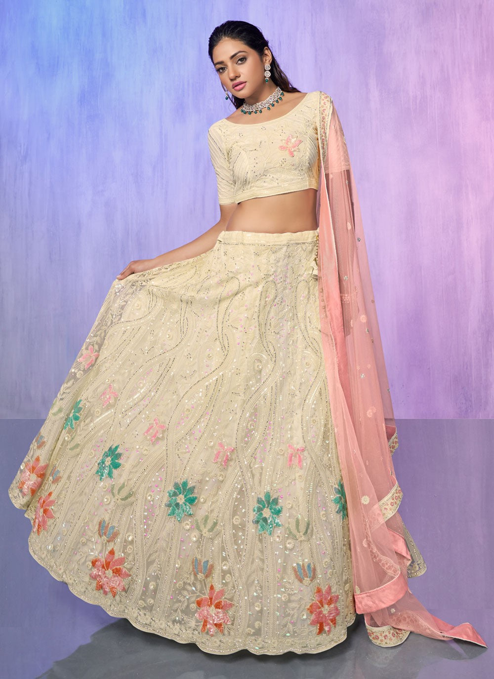 Embroidered Georgette A - Line Lehenga - L1332