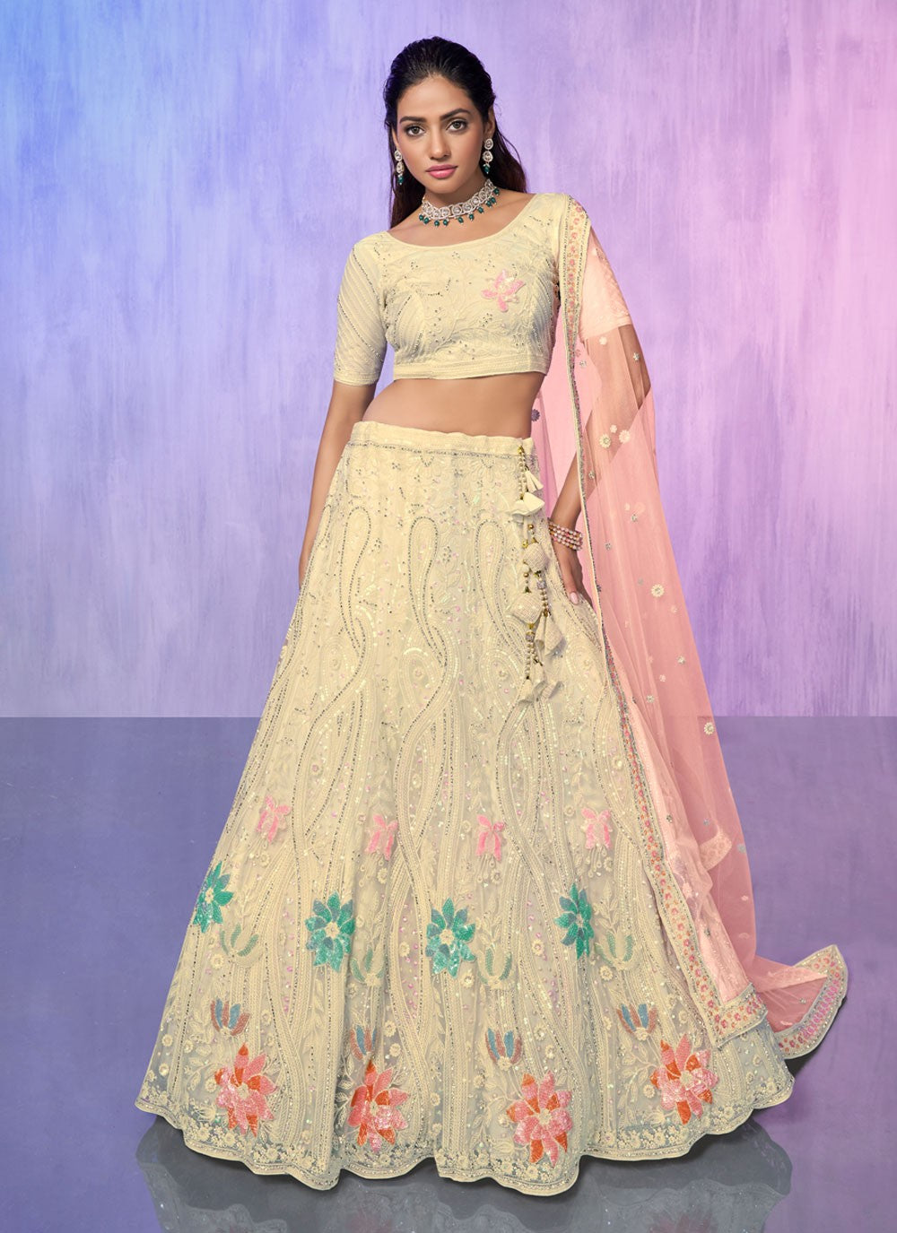 Embroidered Georgette A - Line Lehenga - L1332