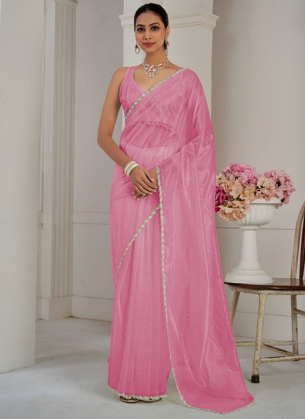 Classic Cutdana Net, Organza Saree - S10577