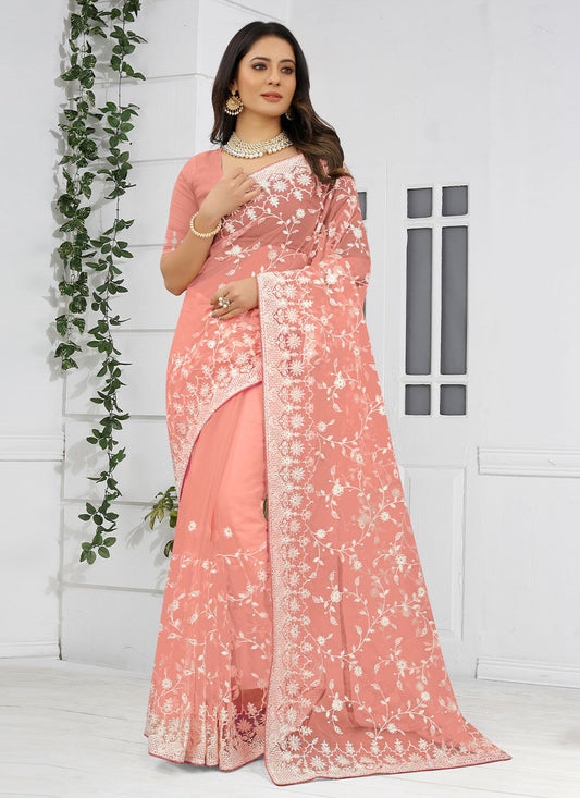 Designer Embroidered Net Saree - S1612