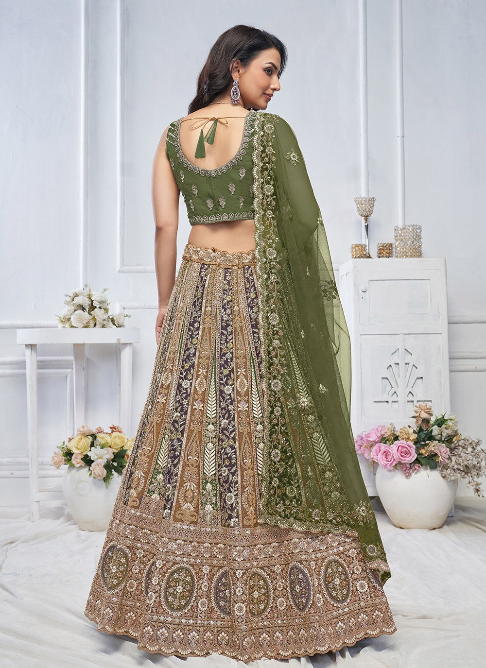 Embroidered Net A - Line Lehenga - L2762