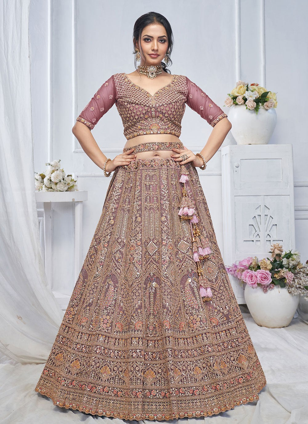 Embroidered Net A - Line Lehenga - L2762