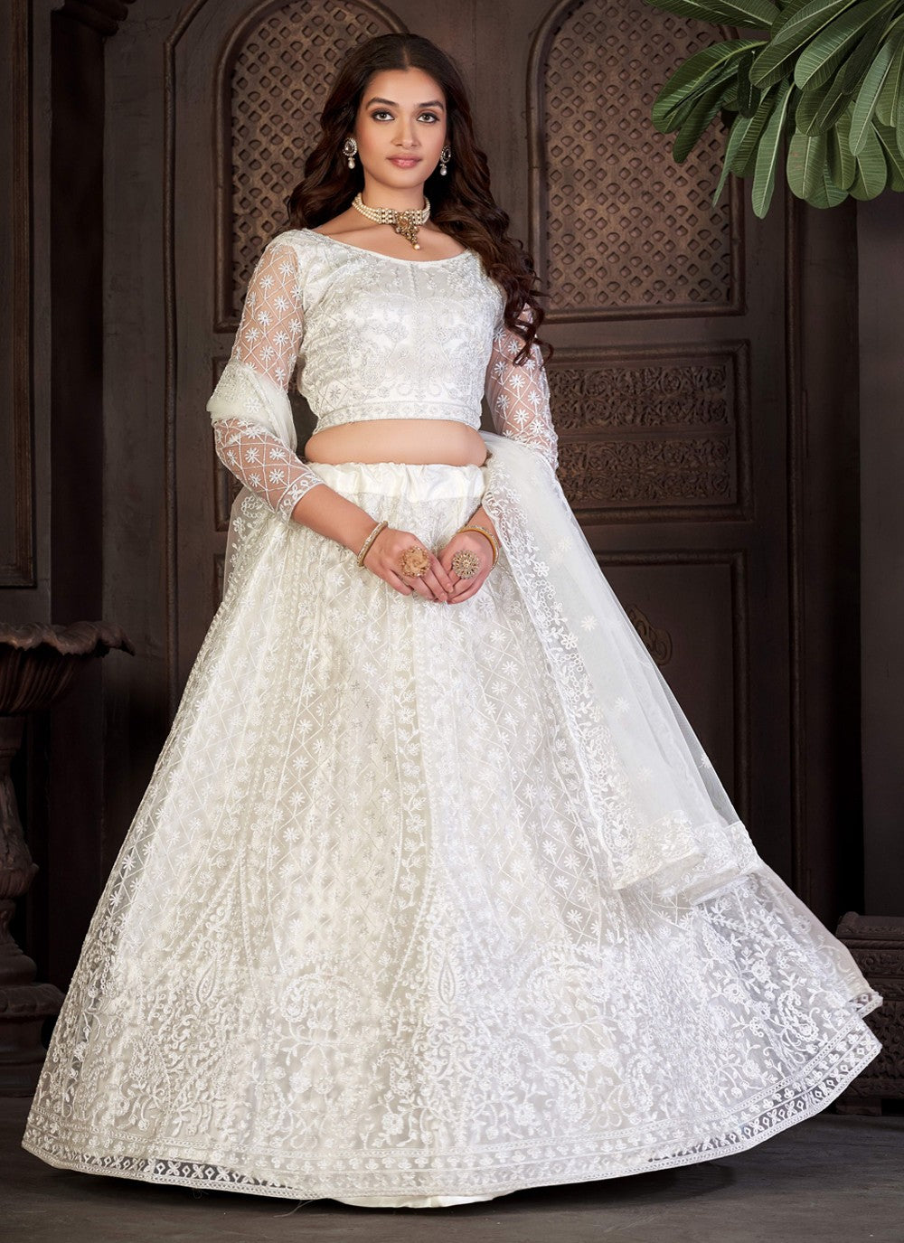 Embroidered Net A - Line Lehenga - L1197