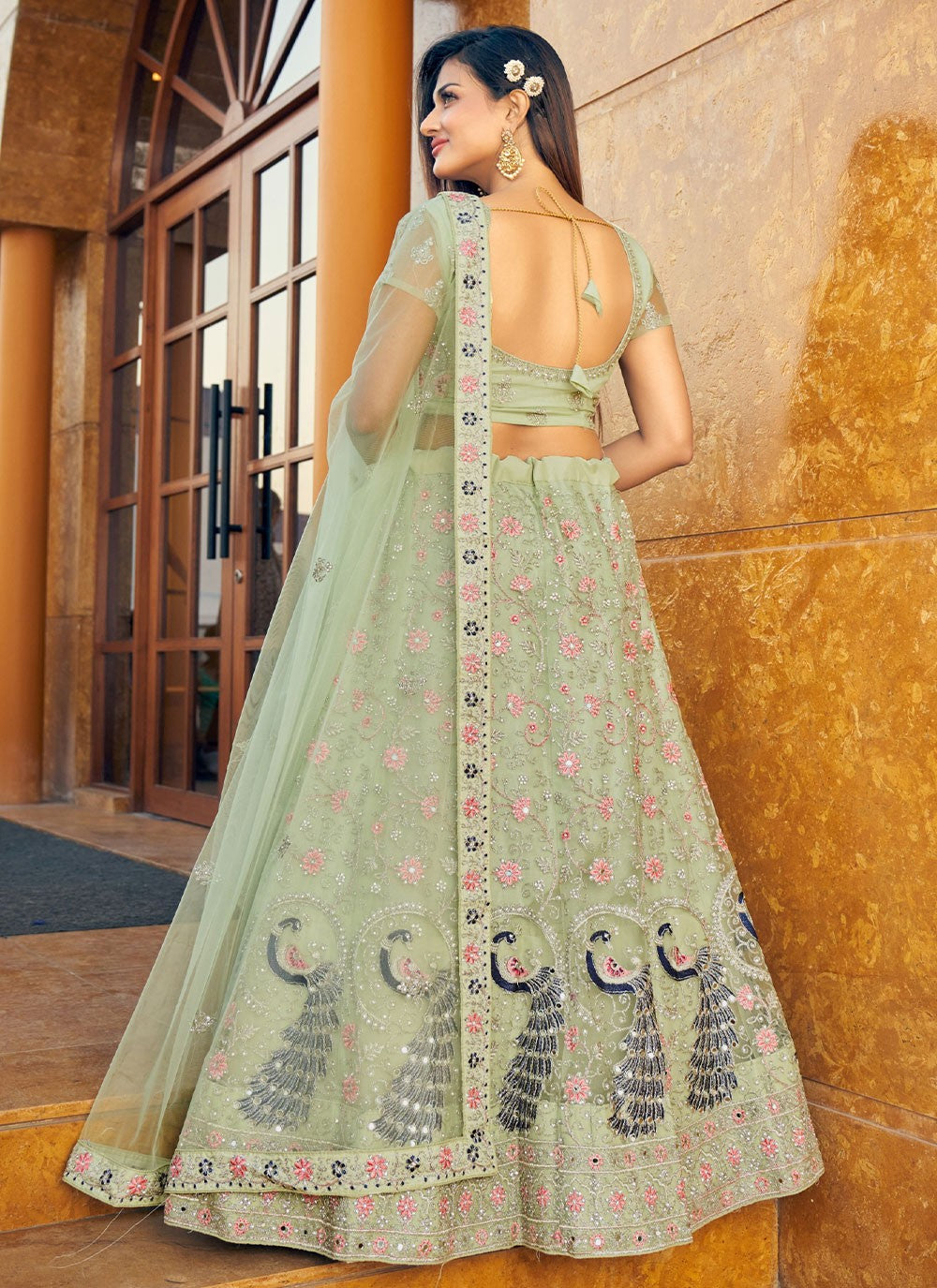 Embroidered Net A - Line Lehenga - L0926