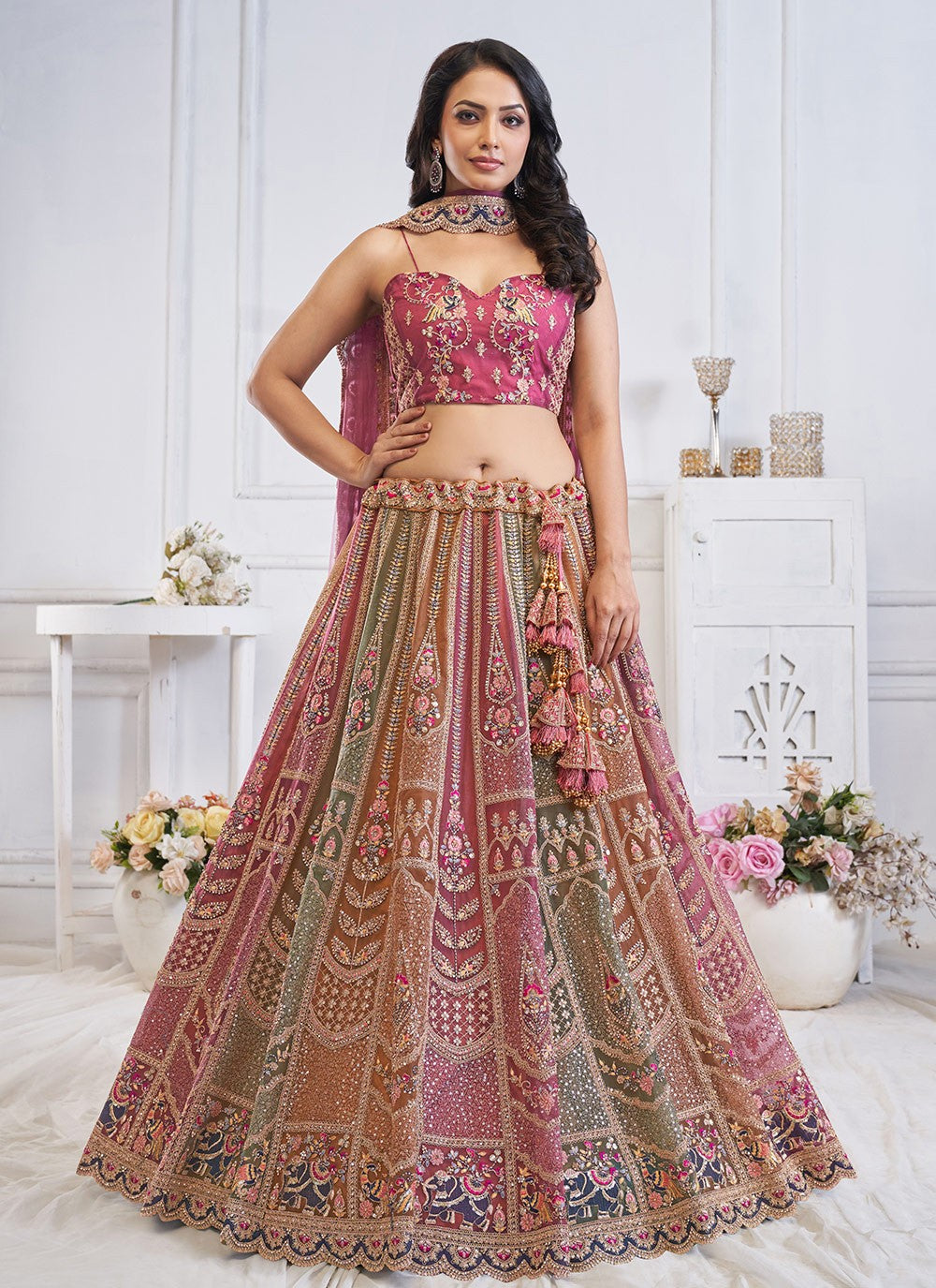 Embroidered Net A - Line Lehenga - L2852