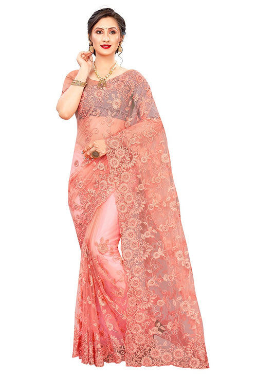 Classic Embroidered Net Saree - S0693