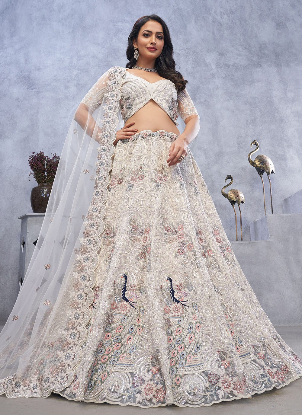 Embroidered Organza, Silk Lehenga - L3112