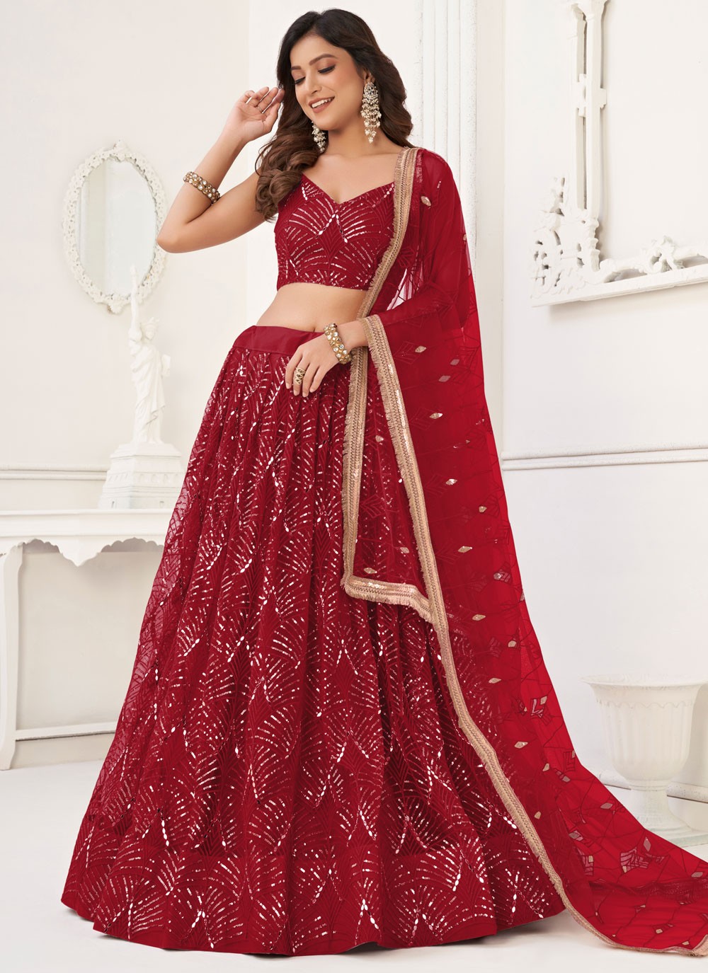 Embroidered Net A - Line Lehenga - L3011