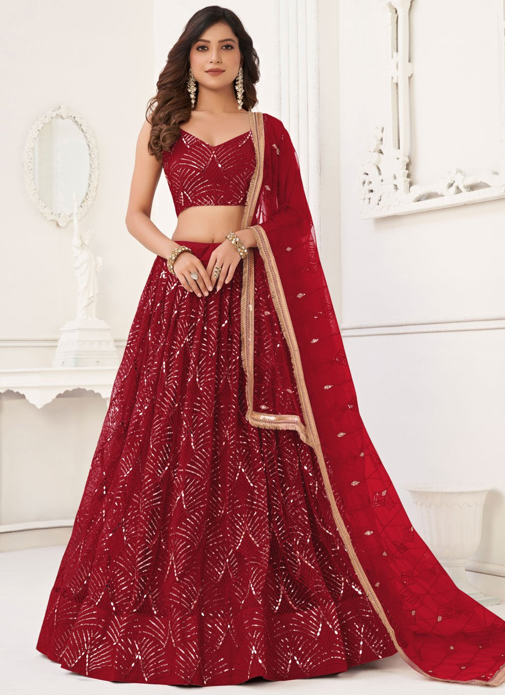 Embroidered Net A - Line Lehenga - L3011