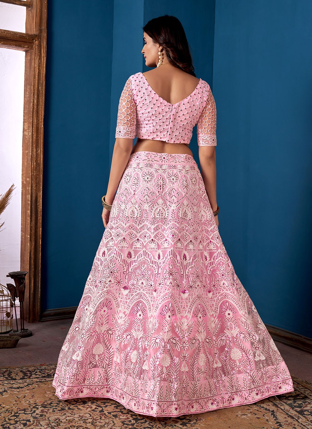 Embroidered Net A - Line Lehenga - L1393