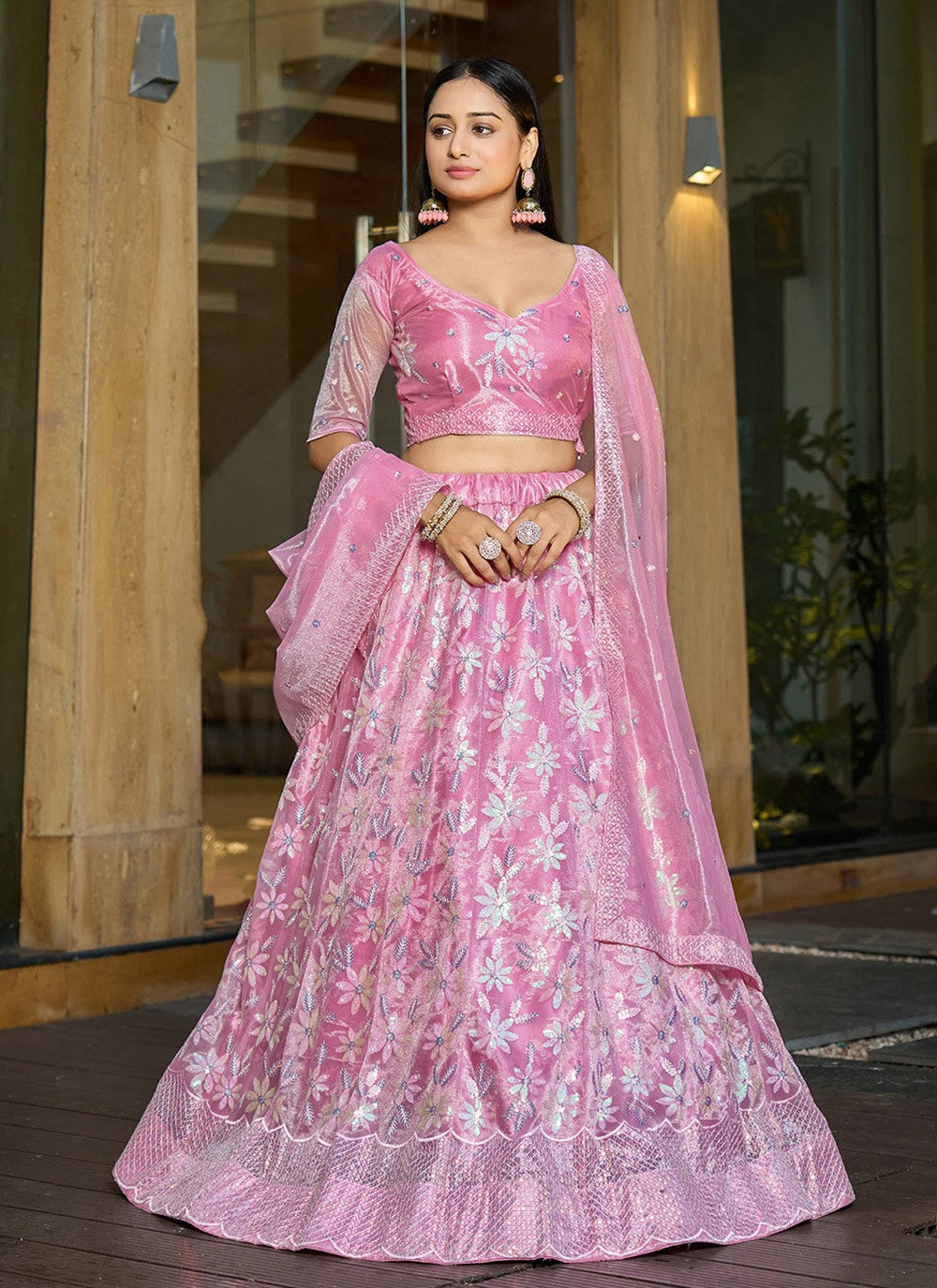 Embroidered Georgette A - Line Lehenga - L2294