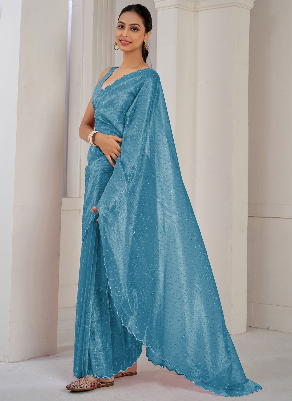 Classic Cutdana Net, Organza Saree - S10606