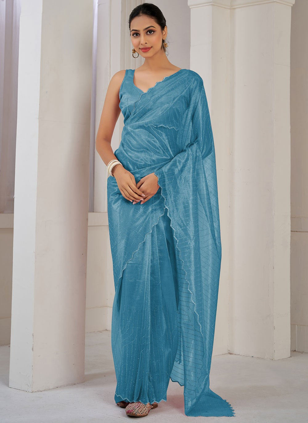 Classic Cutdana Net, Organza Saree - S10606