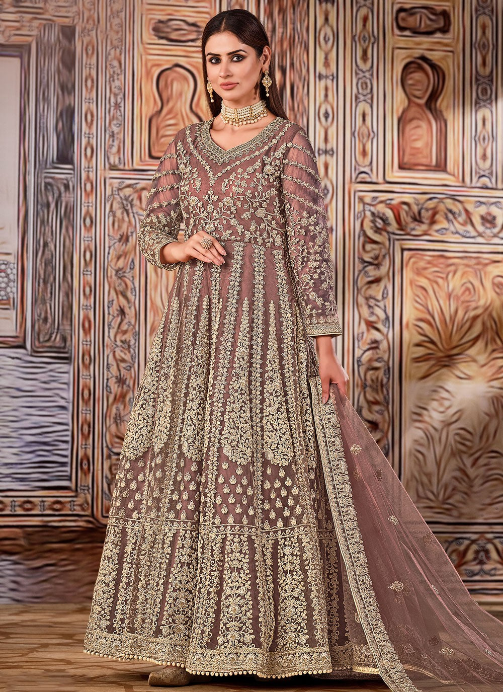 Net Floor Length Anarkali - T227