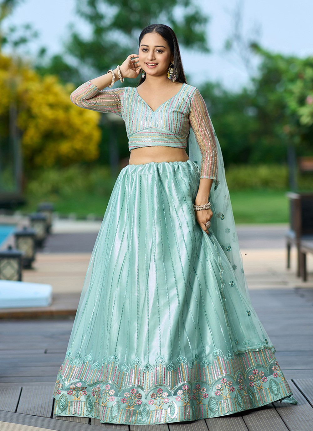 Embroidered Georgette A - Line Lehenga - L2294