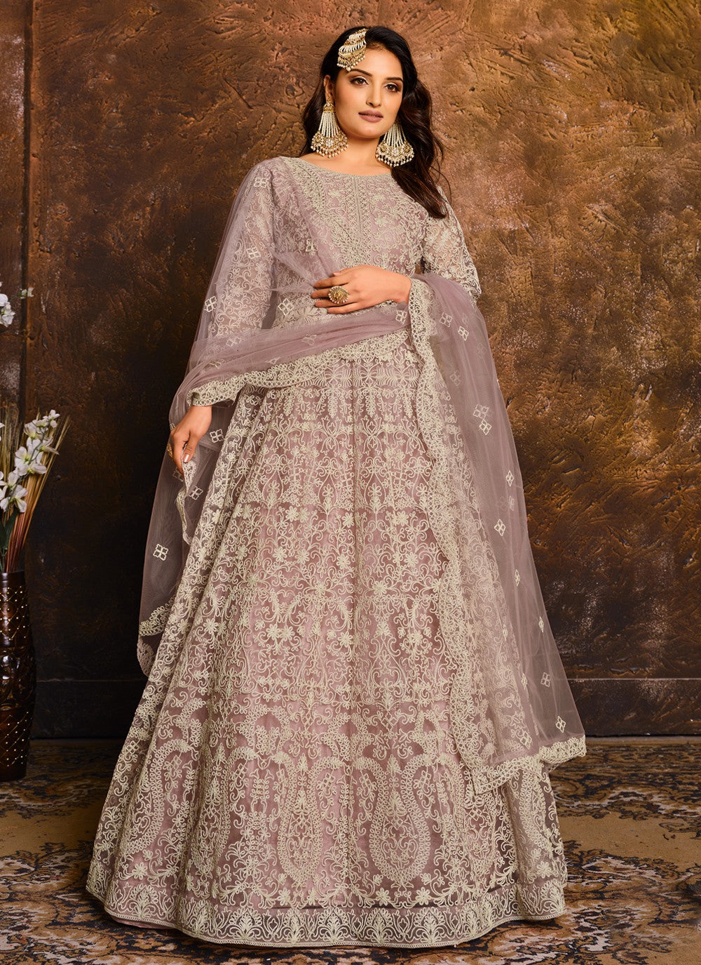 Net Floor Length Anarkali - T160