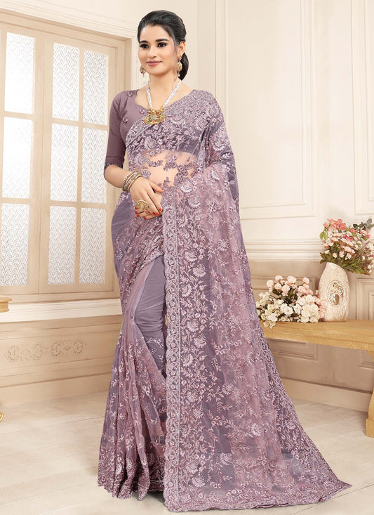 Designer Embroidered Net Saree - S0648