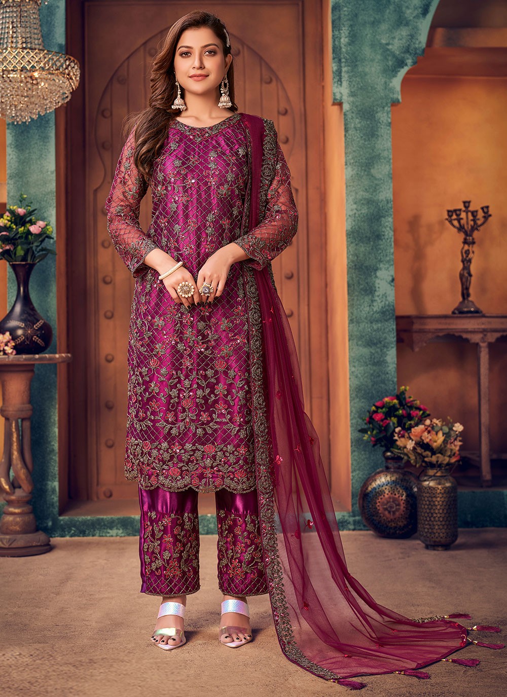 Net Salwar Suit - T693