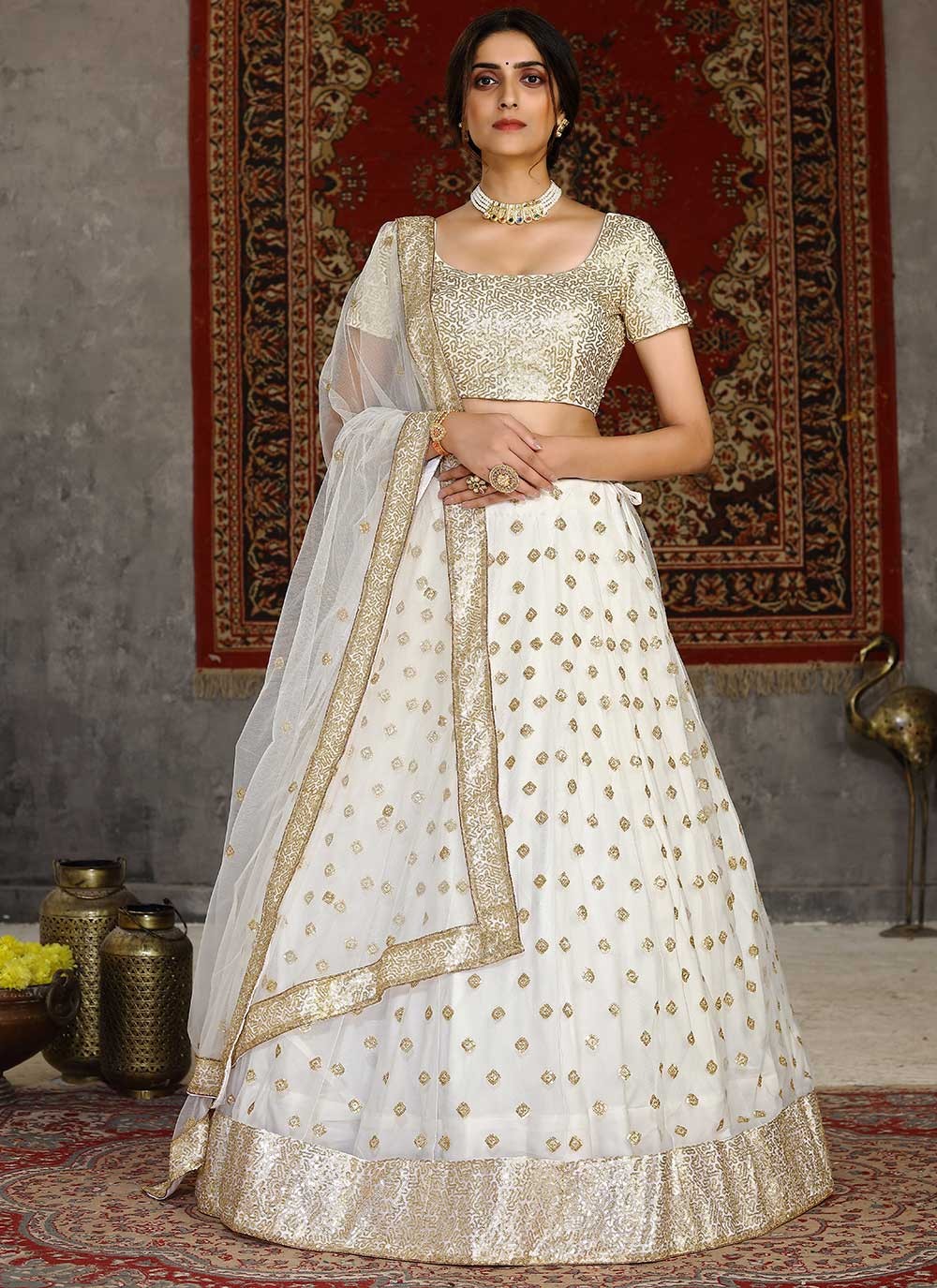 Embroidered Net A - Line Lehenga - L0180