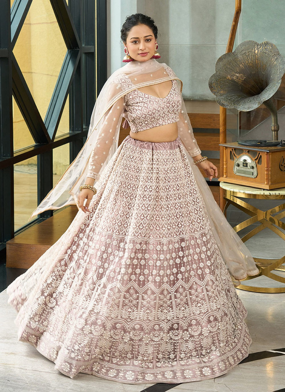 Embroidered Georgette A - Line Lehenga - L2294