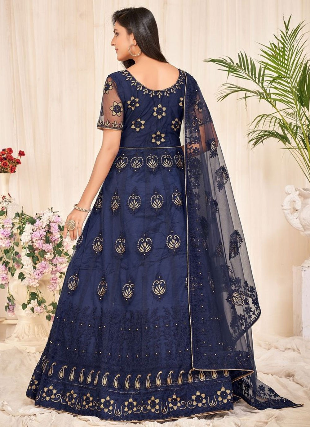 Embroidered Net Anarkali - T4493