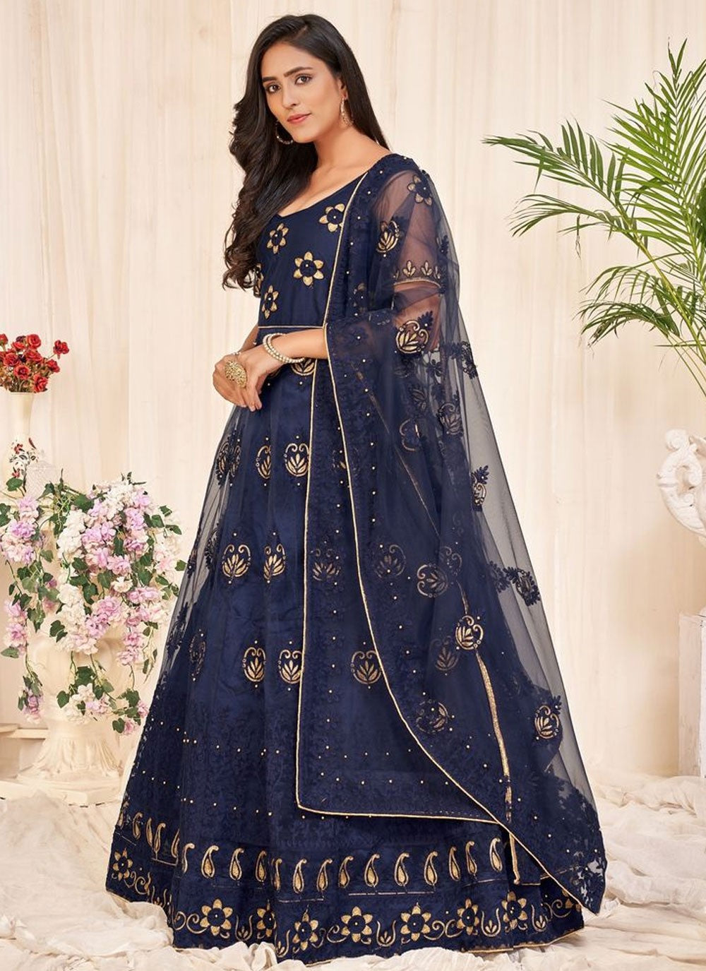 Embroidered Net Anarkali - T4493