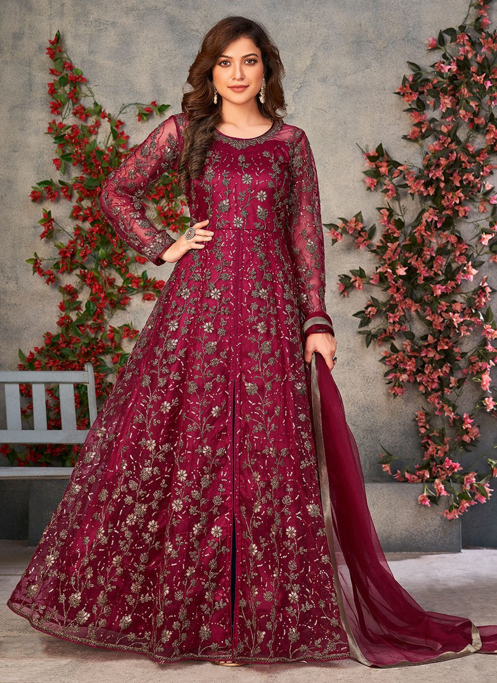 Net Floor Length Anarkali - T802