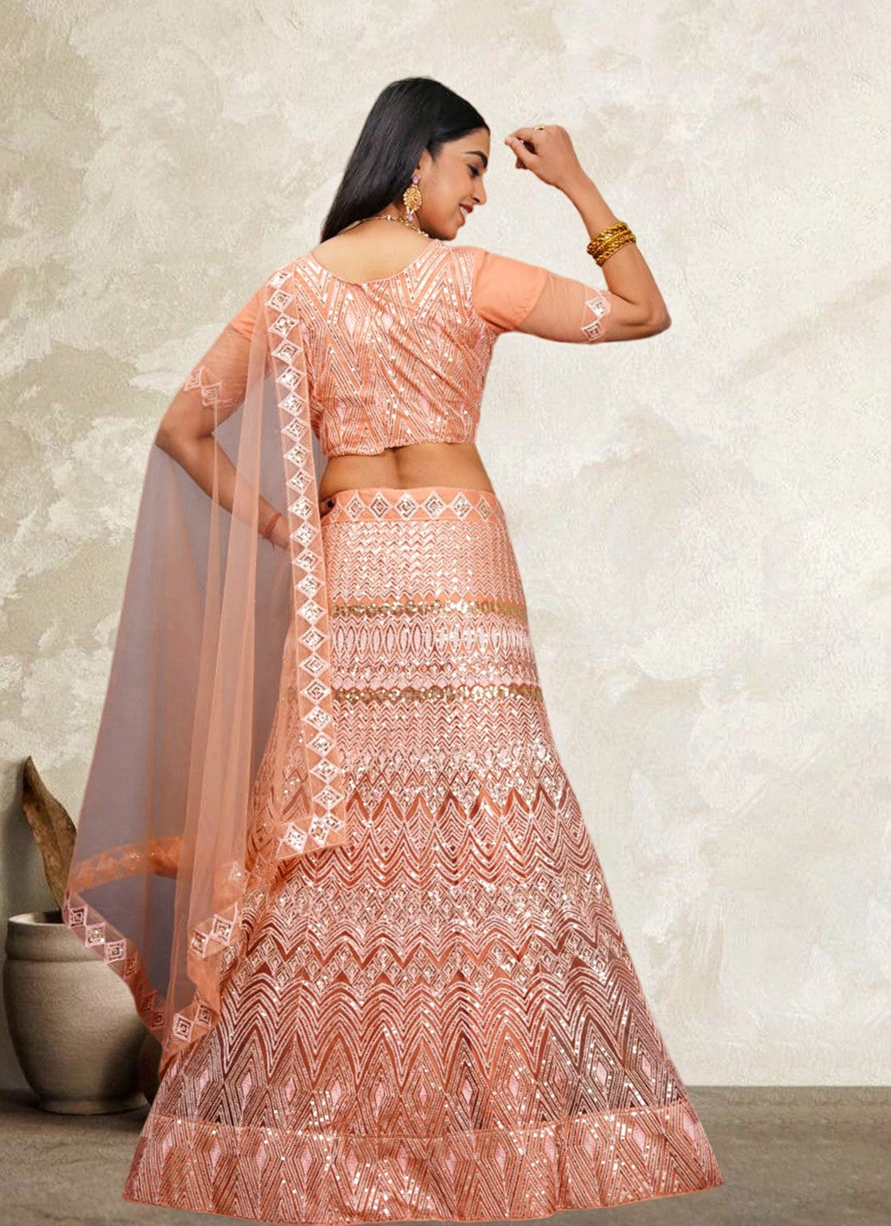 Embroidered Net A - Line Lehenga - L1810