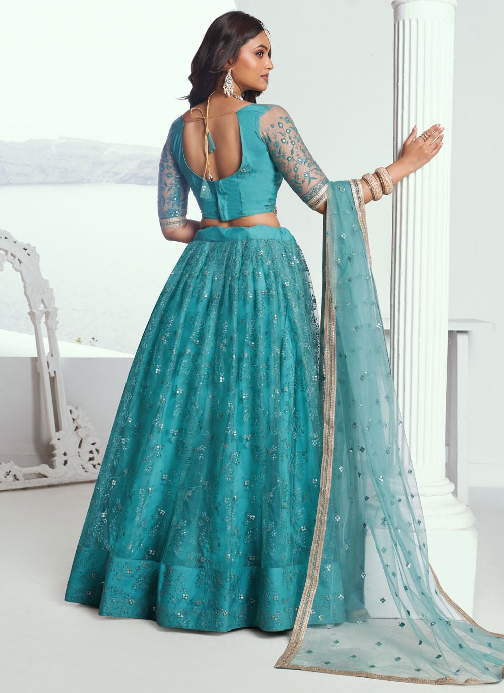 Embroidered Net A - Line Lehenga - L2365