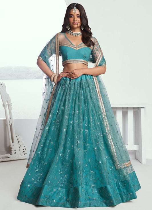 Embroidered Net A - Line Lehenga - L2365