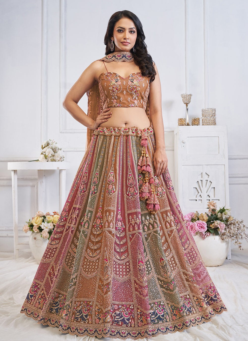 Embroidered Net A - Line Lehenga - L2852