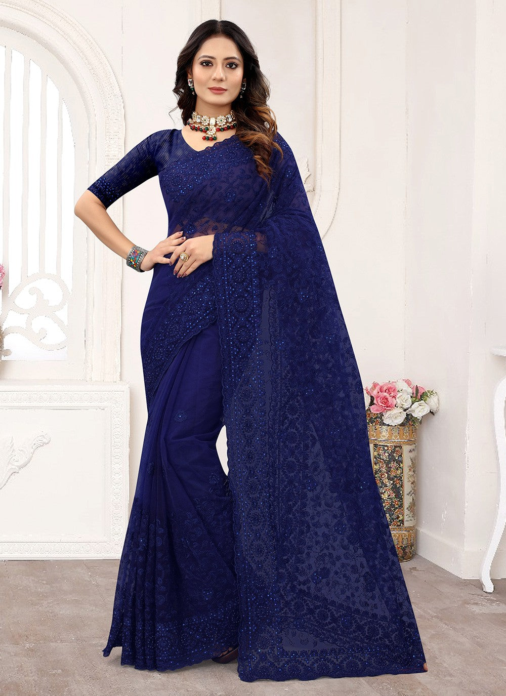 Classic Embroidered Organza Saree - S1180