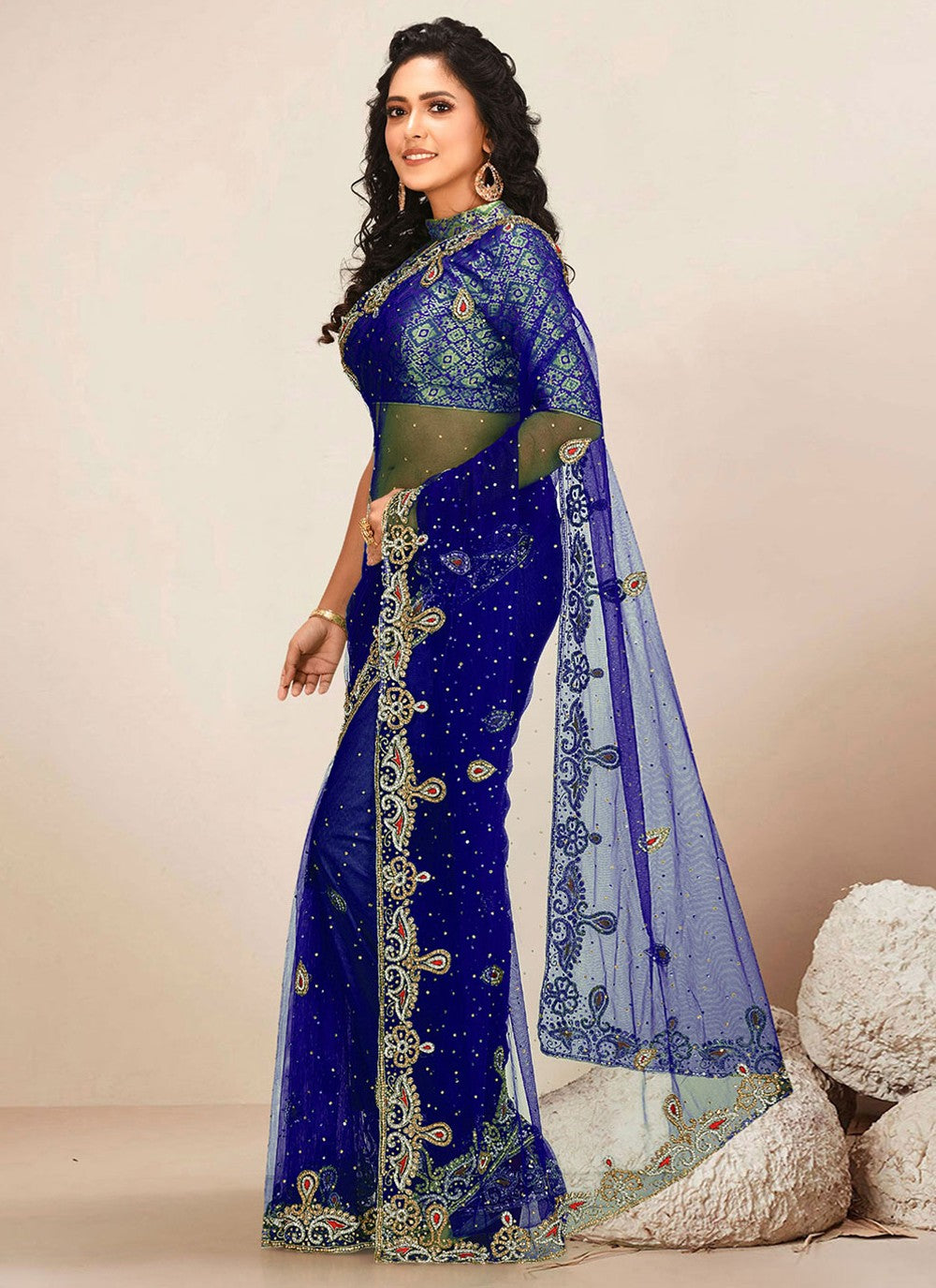 Classic Hand Embroidery Georgette Saree - S1972