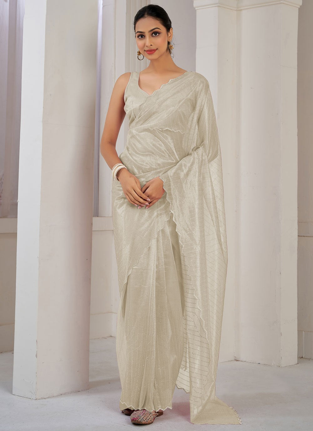 Classic Cutdana Net, Organza Saree - S10606