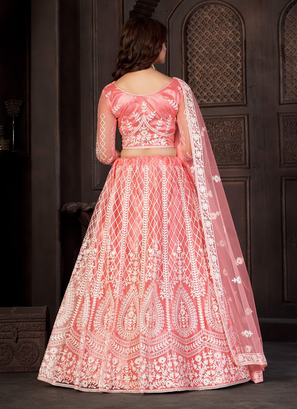 Embroidered Net A - Line Lehenga - L1197