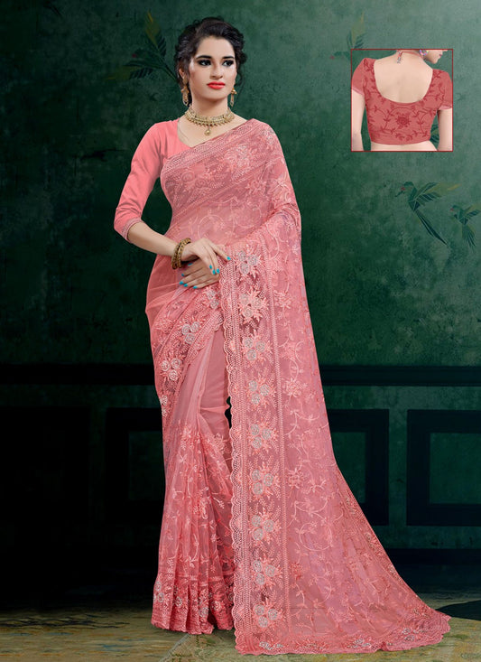 Designer Embroidered Net Saree - S0299