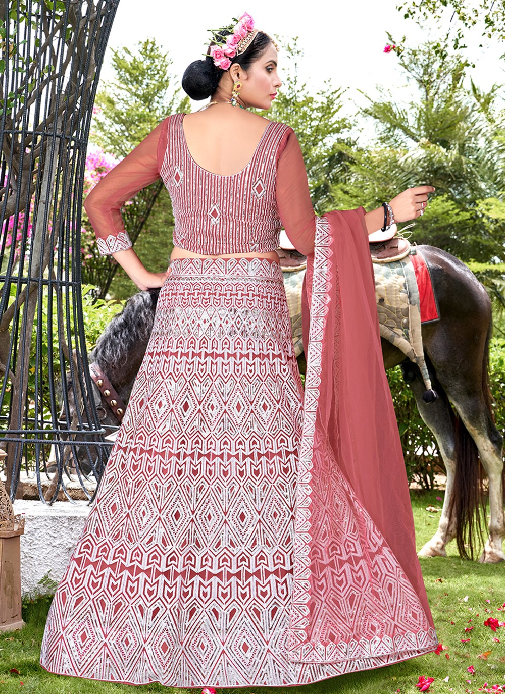 Embroidered Net A - Line Lehenga - L1104