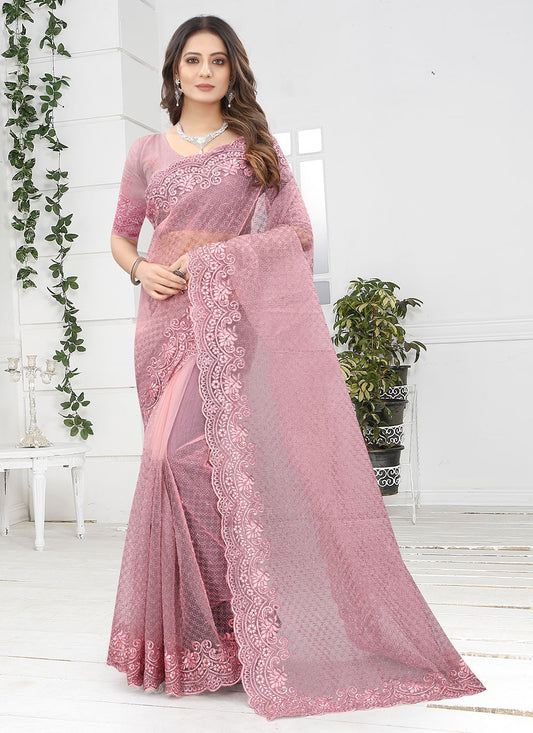 Classic Embroidered Net Saree - S1149