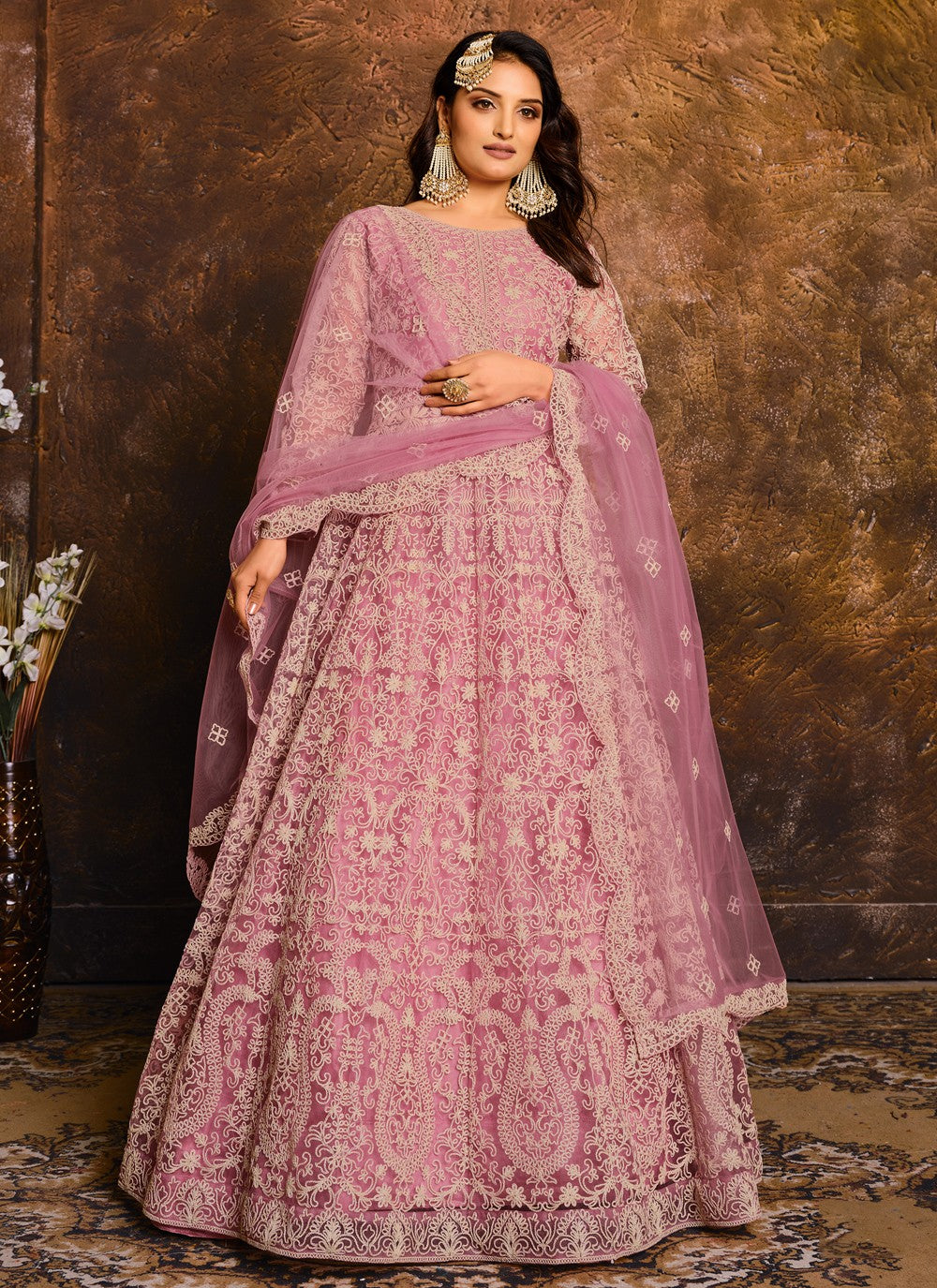 Net Floor Length Anarkali - T160