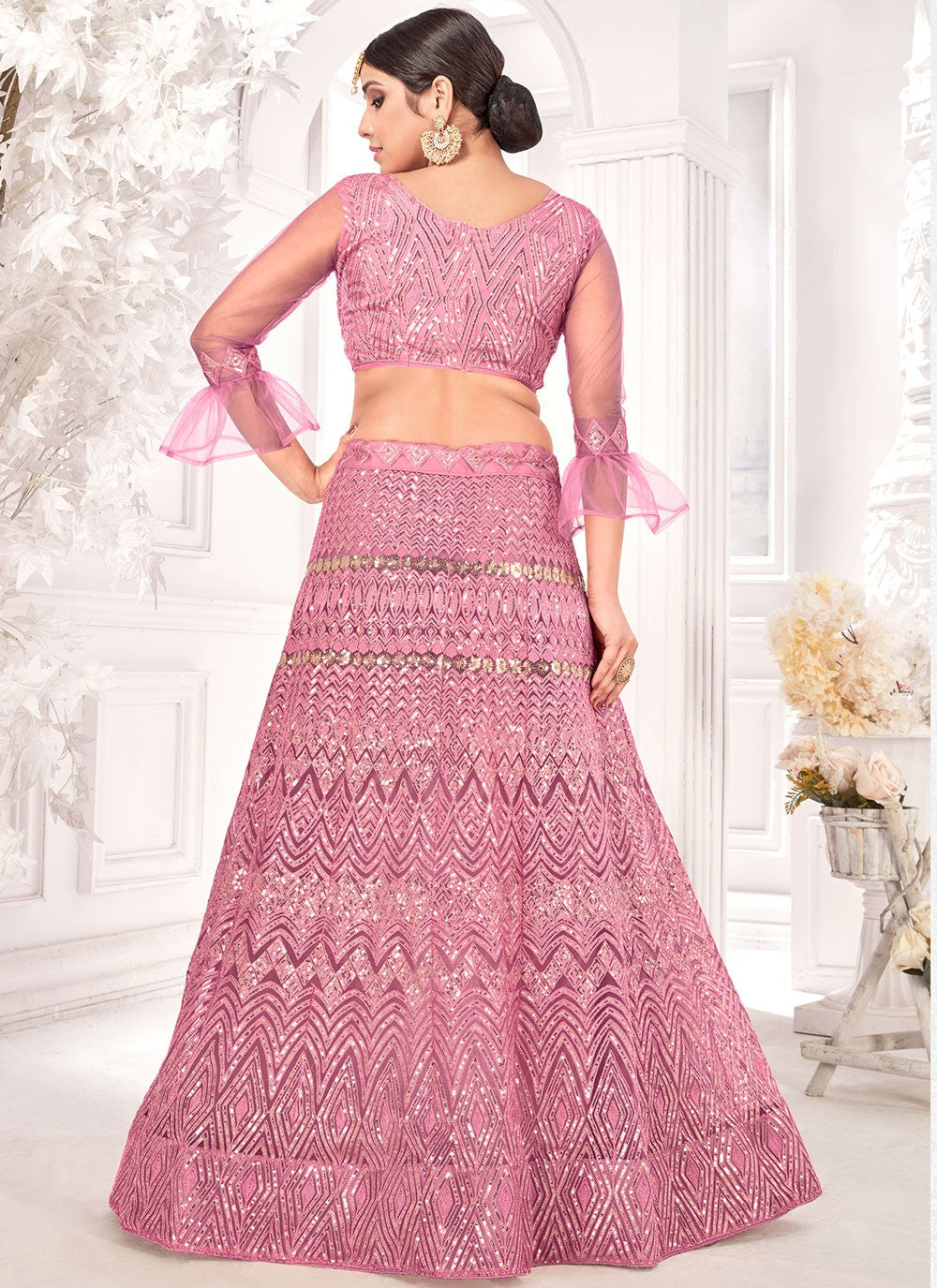 Embroidered Net A - Line Lehenga - L0187