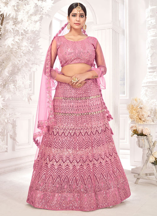 Embroidered Net A - Line Lehenga - L0187