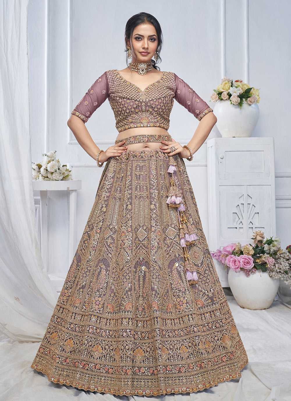 Embroidered Net A - Line Lehenga - L2762